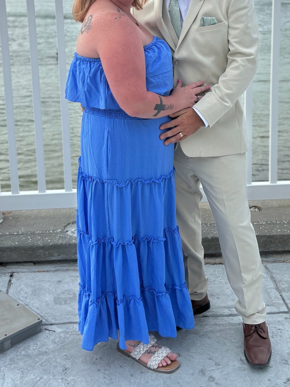 DAVI & DANI Royal Blue Tiered Maxi Dress with Ruffle
